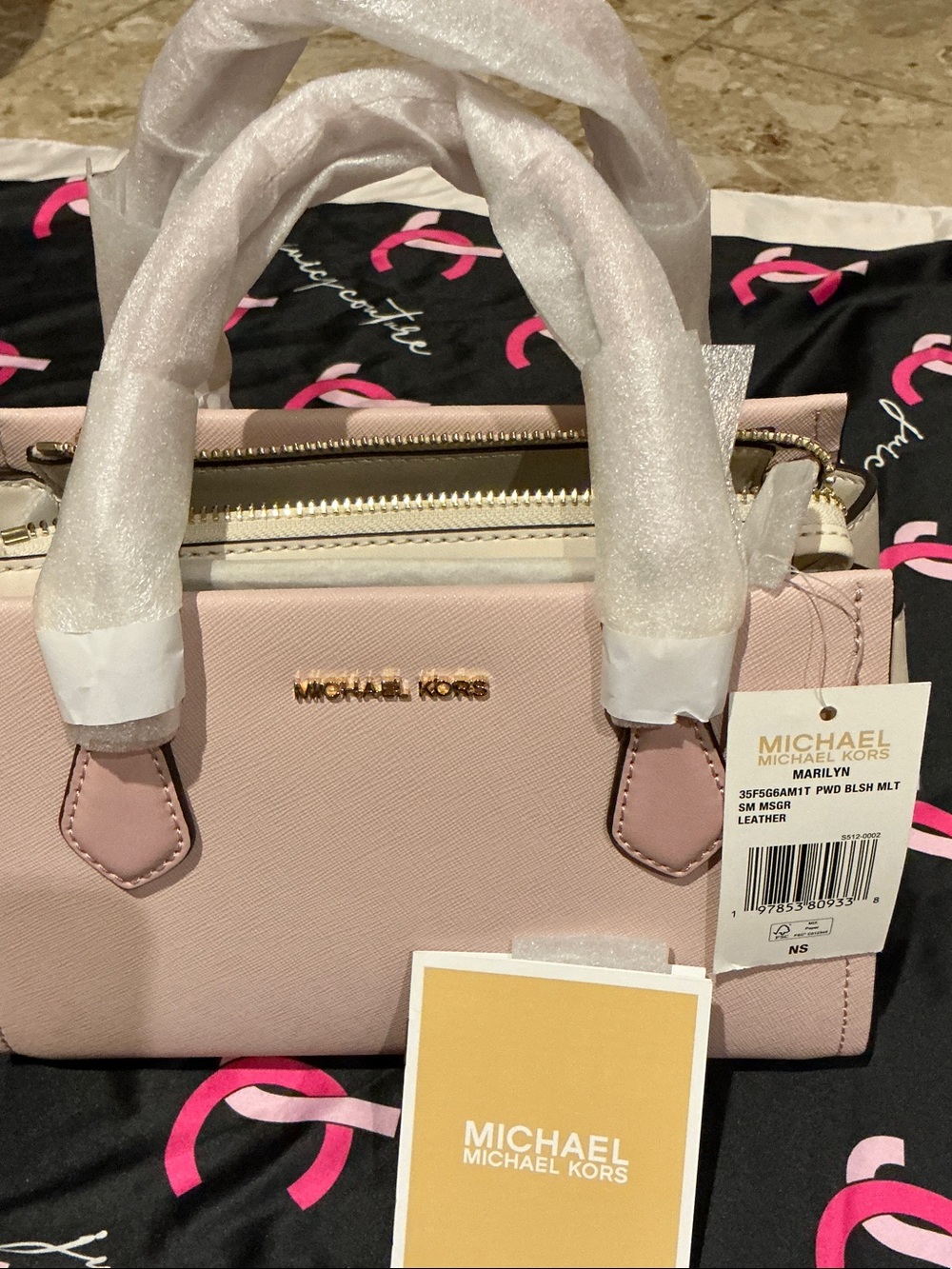 Michael Kors Pink Saffiano Leather Satchel with Gold Hardware
